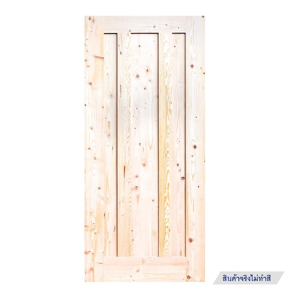 ประตูไม้เฮมล็อกเฟอร์ ไม่เจาะลูกบิด D2D ECO PINE-073 90x200 ซม. สีธรรมชาติ