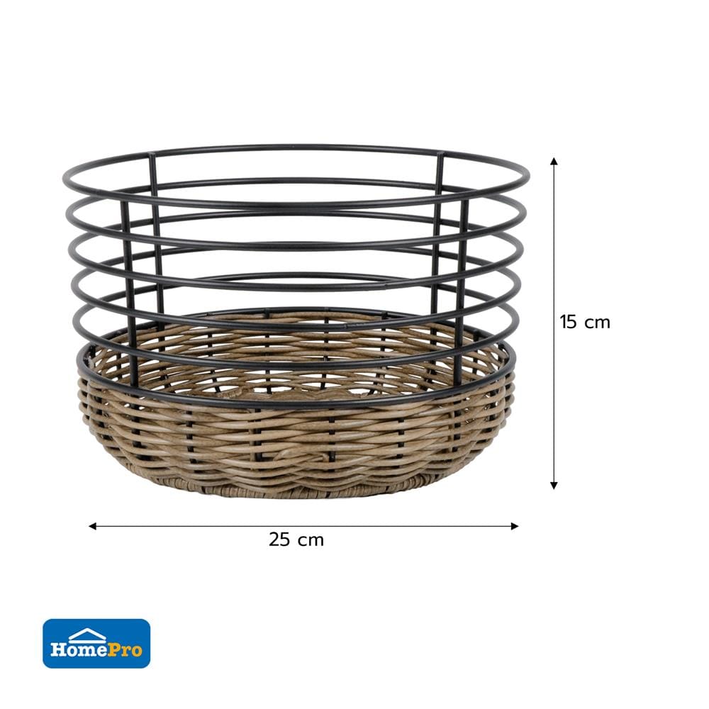 ตะกร้าหวายเทียมทรงกลมสูง KECH HAZEL 25x25x15 ซม.