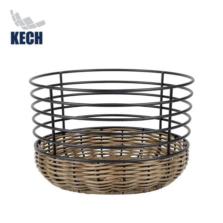 ตะกร้าหวายเทียมทรงกลมสูง KECH HAZEL 25x25x15 ซม.