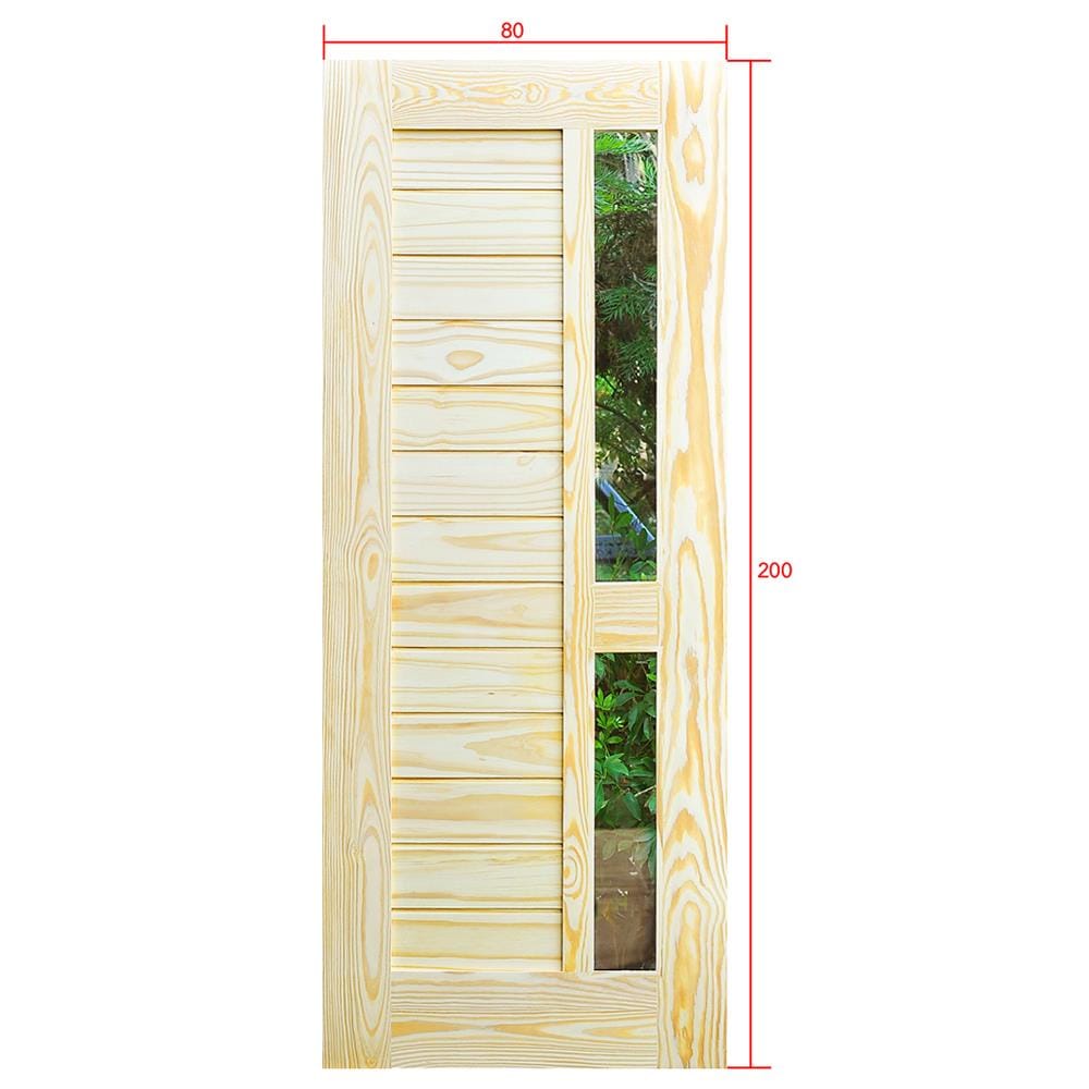 ประตูไม้สนนิวซีแลนด์ ไม่เจาะลูกบิด D2D-408 80x200 ซม. สีธรรมชาติ
