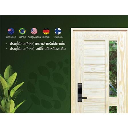 ประตูไม้สนนิวซีแลนด์ ไม่เจาะลูกบิด D2D-408 80x200 ซม. สีธรรมชาติ_3
