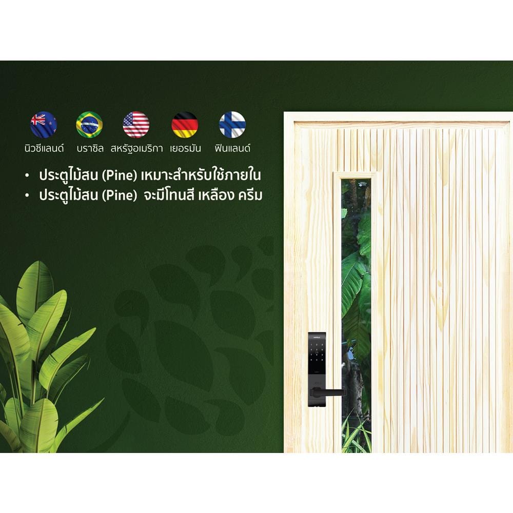 ประตูไม้สนนิวซีแลนด์ ไม่เจาะลูกบิด D2D-912 80x200 ซม. สีธรรมชาติ