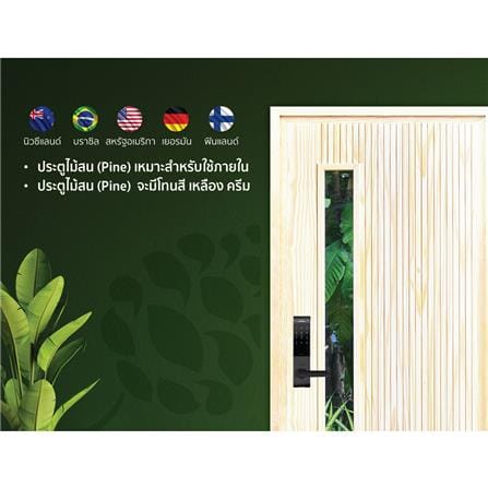 ประตูไม้สนนิวซีแลนด์ ไม่เจาะลูกบิด D2D-912 80x200 ซม. สีธรรมชาติ_3