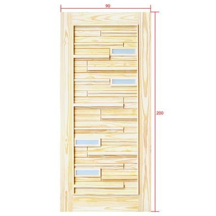 ประตูไม้สนนิวซีแลนด์ ไม่เจาะลูกบิด D2D D2D-501 PLUS 90x200 ซม. สีธรรมชาติ_4