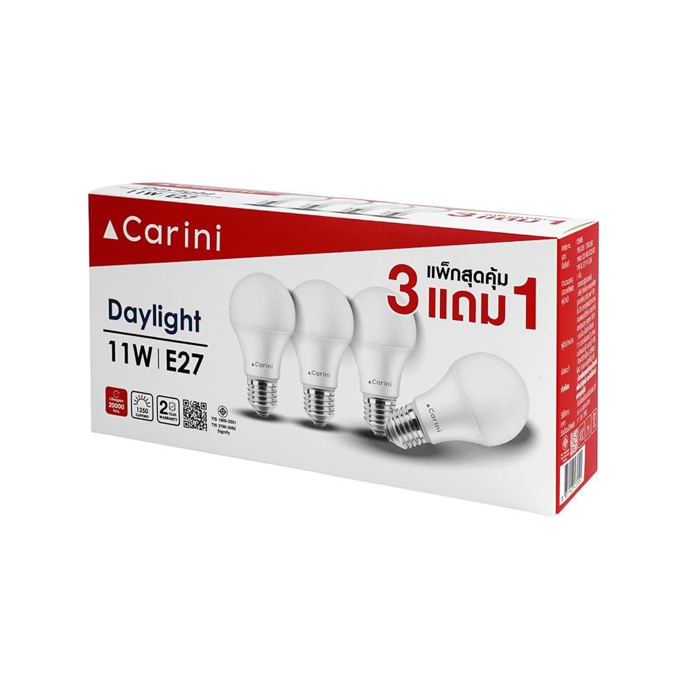 หลอด LED CARINI A60 ECOLIFE2 11 วัตต์ DAYLIGHT E27 (แพ็ก 4 ชิ้น)