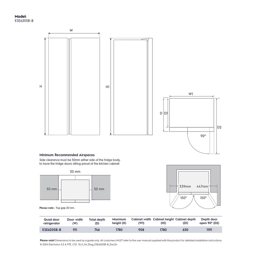ตู้เย็น SIDE BY SIDE ELECTROLUX ESE6205B-B 22.0 คิว กระจกดำ อินเวอร์เตอร์