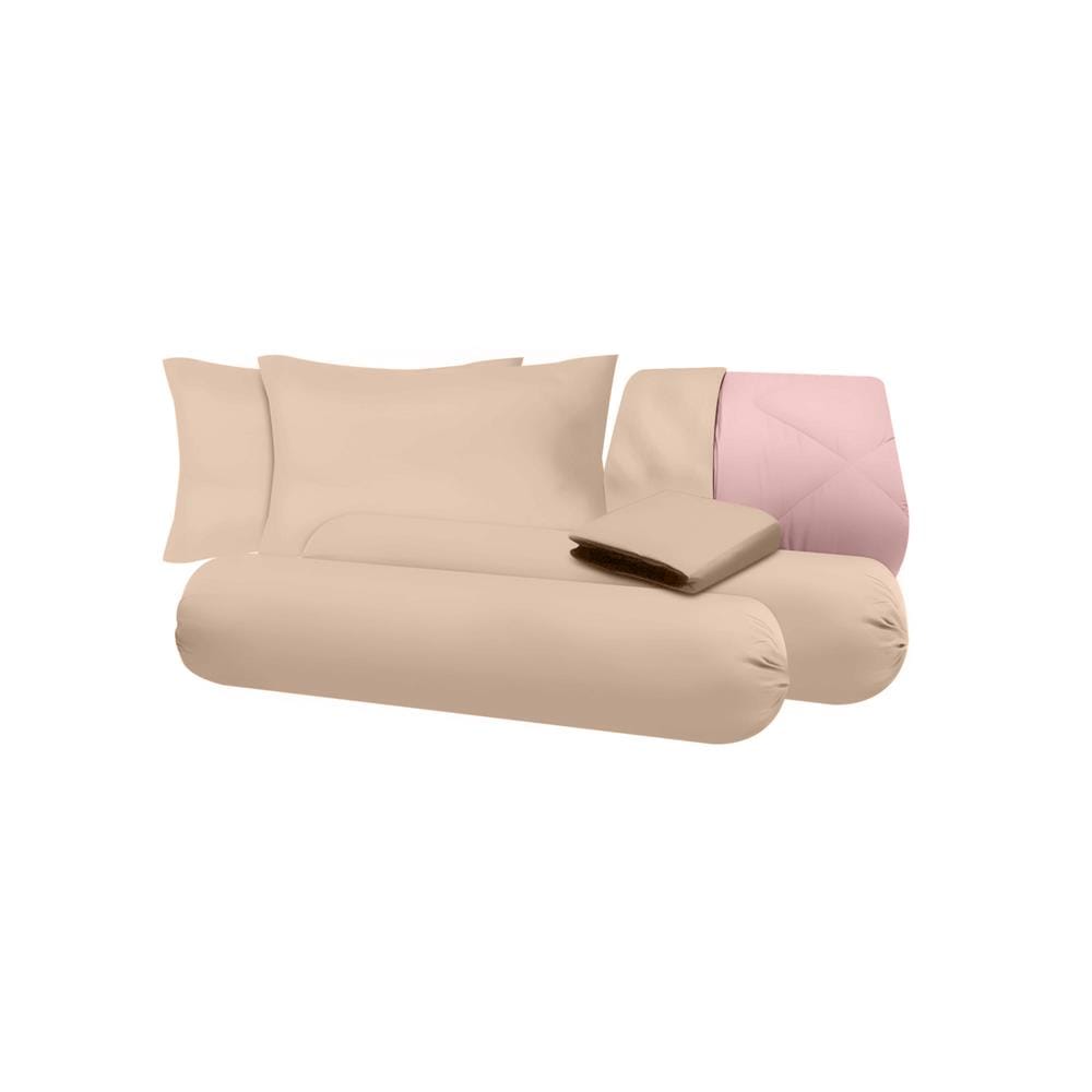ชุดผ้าปูที่นอน 5 ฟุต (ชุด 6 ชิ้น) SANTA BEDDING สี BROWN/PINK