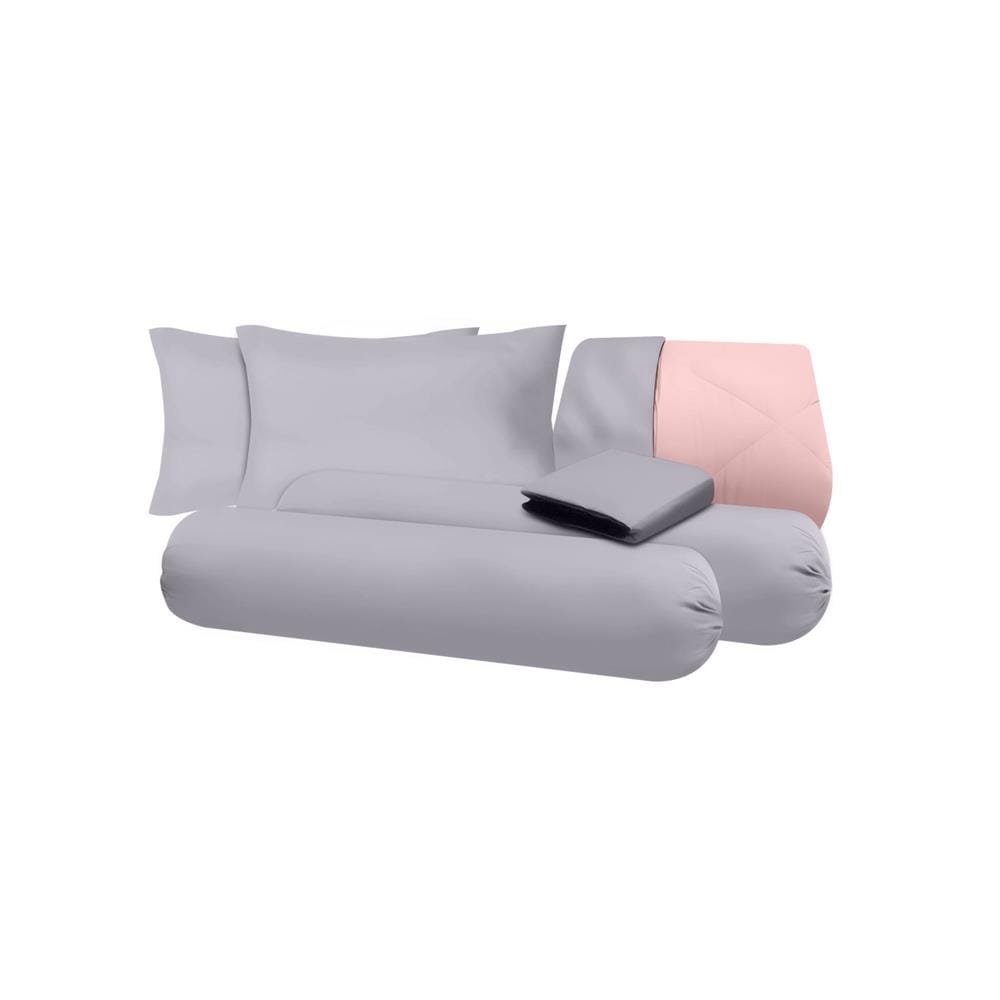 ชุดผ้าปูที่นอน 6 ฟุต (ชุด 6 ชิ้น)  SANTA BEDDING สี GREY/PINK