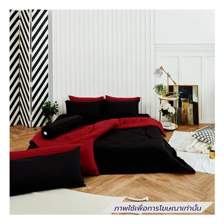ชุดผ้าปูที่นอน 3.5 ฟุต (ชุด 4 ชิ้น) SANTA BEDDING สี BLACK/RED_0