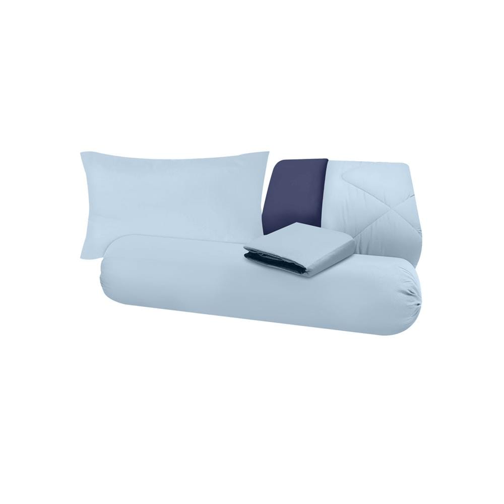 ชุดผ้าปูที่นอน 3.5 ฟุต (ชุด 4 ชิ้น) SANTA BEDDING สี LIGHT BLUE/NAVY BLUE