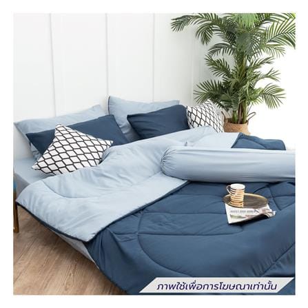 ชุดผ้าปูที่นอน 3.5 ฟุต (ชุด 4 ชิ้น) SANTA BEDDING สี LIGHT BLUE/NAVY BLUE_0