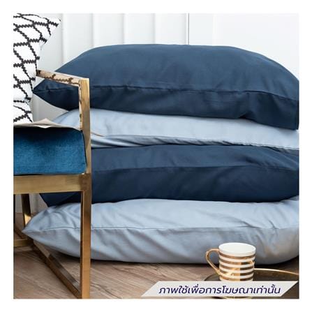 ชุดผ้าปูที่นอน 3.5 ฟุต (ชุด 4 ชิ้น) SANTA BEDDING สี LIGHT BLUE/NAVY BLUE_4