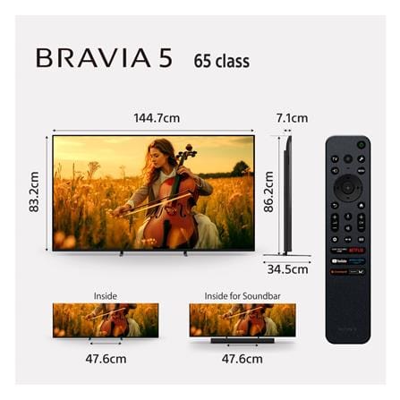 ทีวีมินิแอลอีดี 65 นิ้ว SONY (4K, MINI LED (QLED), GOOGLE TV) BRAVIA 5 K-65XR50_14