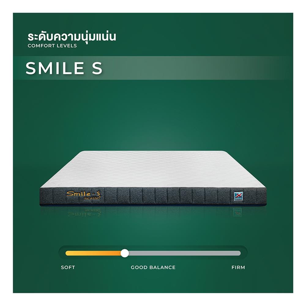 ที่นอนพ็อกเก็ตสปริง 3.5 ฟุต สุญญากาศ PICASSO รุ่น SMILE S พร้อมหมอนหนุน 1 ใบ