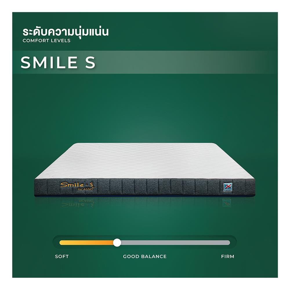 ที่นอนพ็อกเก็ตสปริง 3.5 ฟุต สุญญากาศ PICASSO รุ่น SMILE S พร้อมหมอนหนุน 1 ใบ