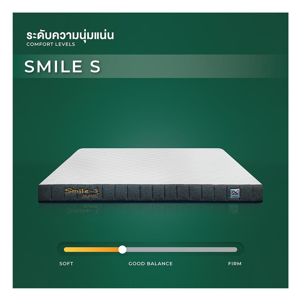 ที่นอนพ็อกเก็ตสปริง 6 ฟุต สุญญากาศ PICASSO รุ่น SMILE S พร้อมหมอนหนุน 2 ใบ
