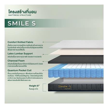 ที่นอนพ็อกเก็ตสปริง 6 ฟุต สุญญากาศ PICASSO รุ่น SMILE S พร้อมหมอนหนุน 2 ใบ_5