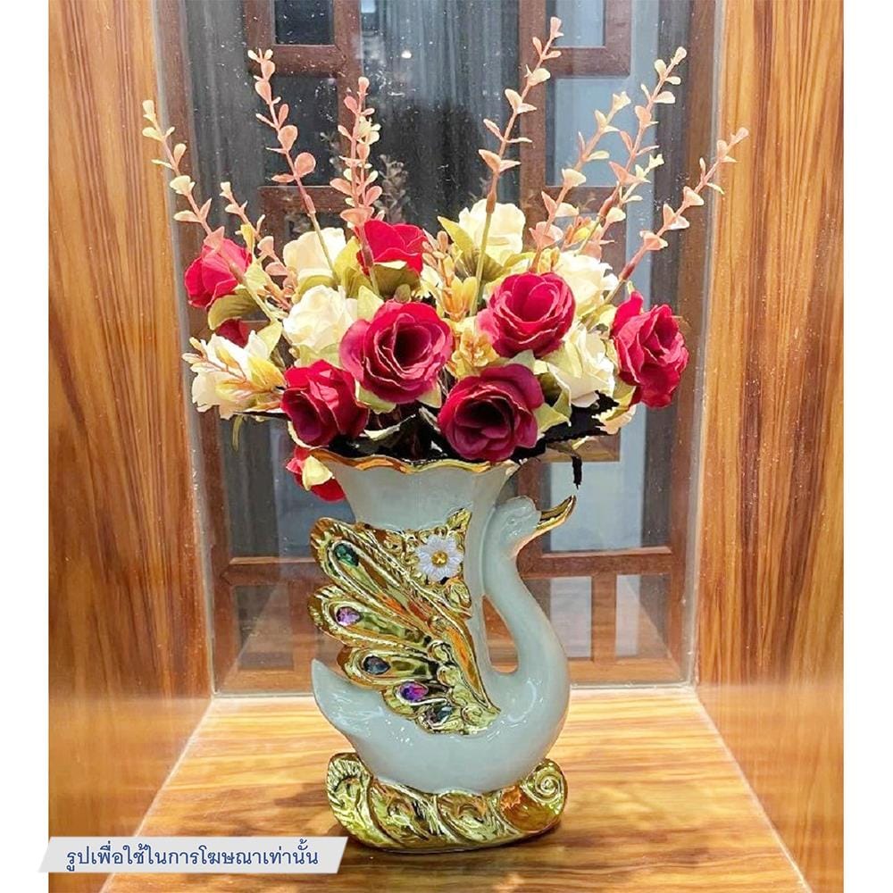 แจกันตกแต่งพร้อมกุหลาบสีชมพู INTERY CT209E041_11 สีชมพู/ขาว/ทอง