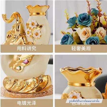 แจกันตกแต่งพร้อมกุหลาบสีชมพู INTERY CT209E041_11 สีชมพู/ขาว/ทอง_2