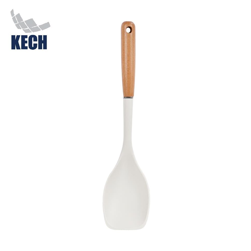 ตะหลิวอเนกประสงค์ซิลิโคน ด้ามไม้ KECH ZC-MGK5 สีขาว/น้ำตาล