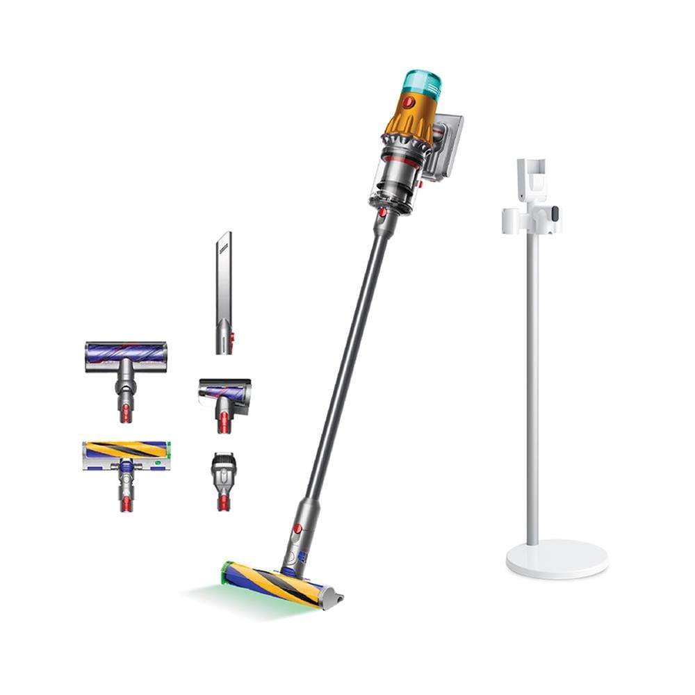เครื่องดูดฝุ่นแบบด้าม DYSON SET SV46 V12 DETECT SLIM ABSOLUTE + FLOOR DOK สี YELLOW/IRON/NICKEL