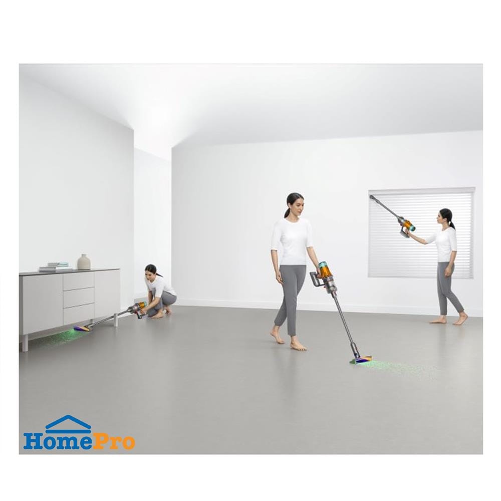 เครื่องดูดฝุ่นแบบด้าม DYSON SET SV46 V12 DETECT SLIM ABSOLUTE + FLOOR DOK สี YELLOW/IRON/NICKEL