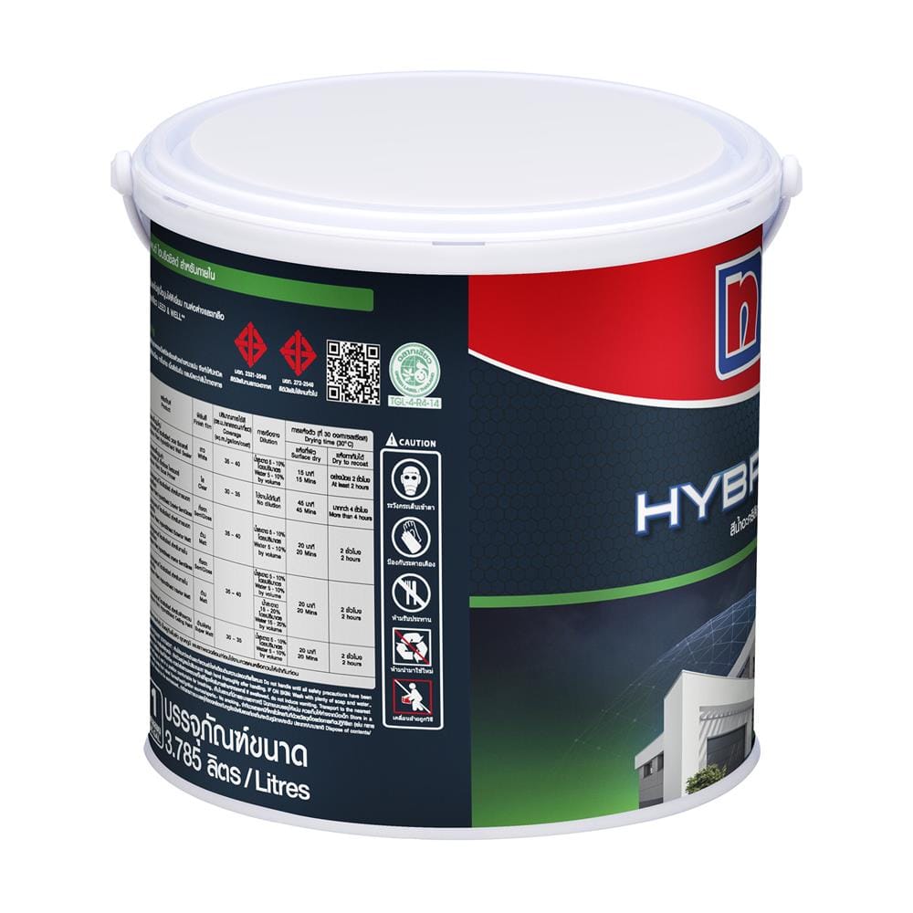 สีน้ำทาภายใน ชนิดด้าน NIPPON PAINT HYBRIDSHIELD BASE A สีขาว 1 แกลลอน