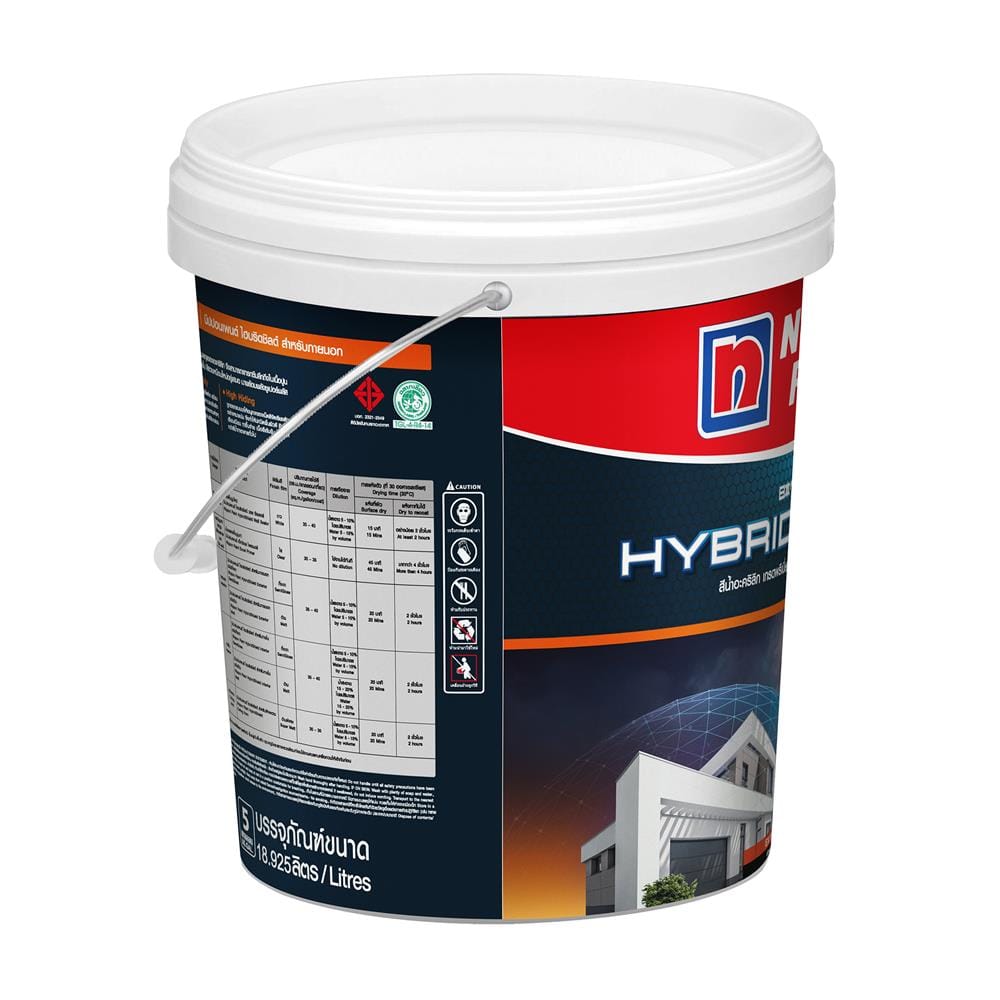 สีน้ำทาภายนอก ชนิดด้าน NIPPON PAINT HYBRIDSHIELD BASE A สีขาว 5 แกลลอน