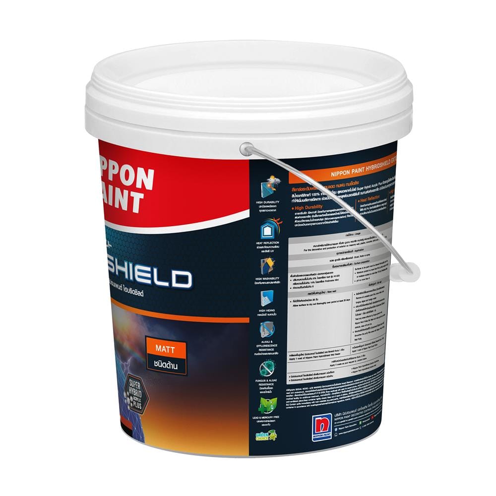 สีน้ำทาภายนอก ชนิดด้าน NIPPON PAINT HYBRIDSHIELD BASE A สีขาว 5 แกลลอน