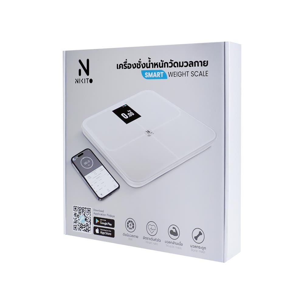 เครื่องชั่งน้ำหนักวัดมวลกาย NIKITO FI2019LB-G สีขาว