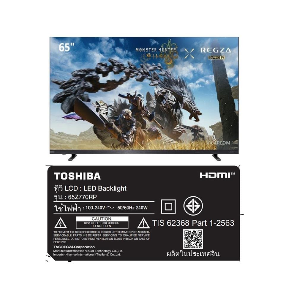 ทีวีมินิแอลอีดี 65 นิ้ว TOSHIBA (4K, MINI LED, VIDAA) 65Z770RP