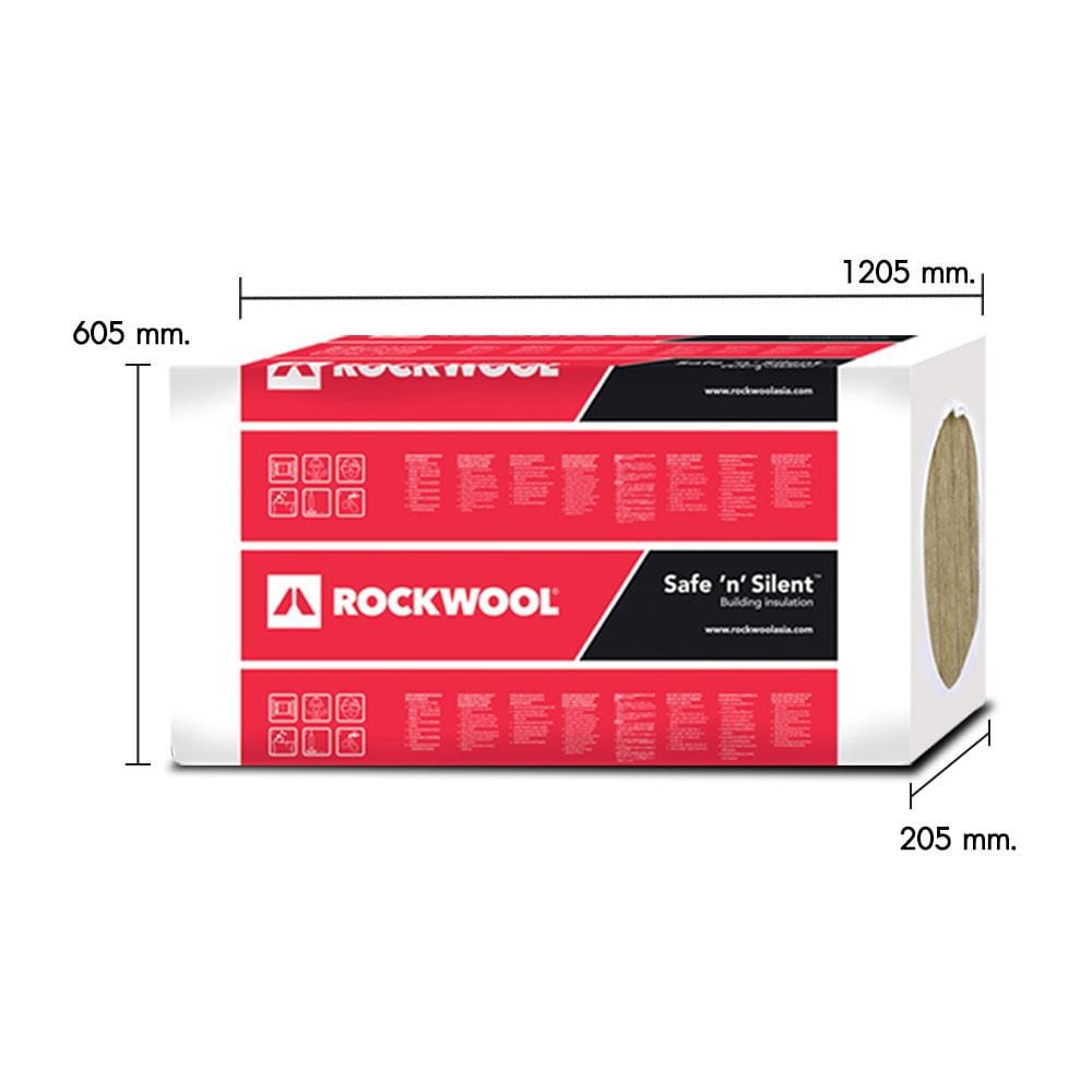 ฉนวนกันเสียง ROCKWOOL SAFE N SILENT PRO 330 หนา 2 นิ้ว 60x5x120 ซม. (แพ็ก 4 ชิ้น)