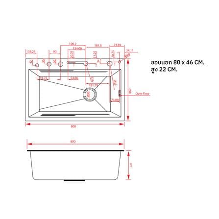 ซิงค์ฝัง 1 หลุม S-FLO NL0060 SM8046-S02SV สีเงิน_4