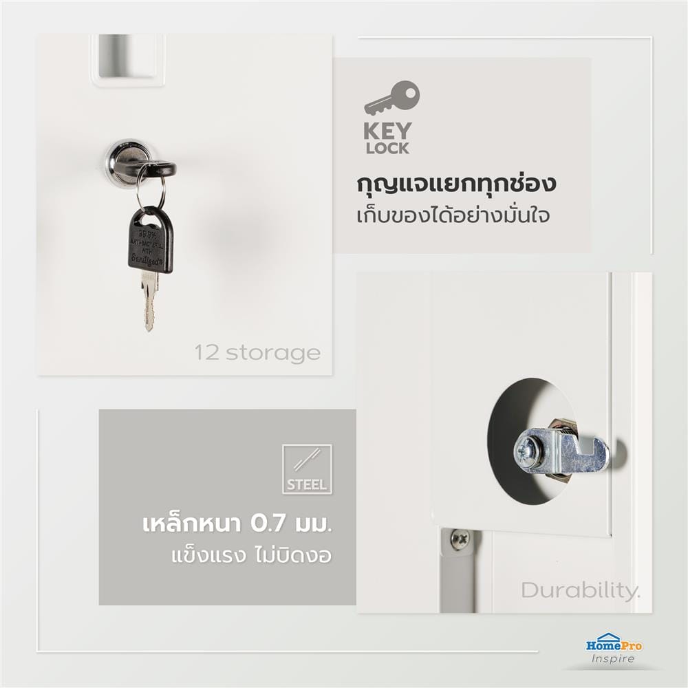 ตู้ล็อกเกอร์ 12 ประตู FURDINI KULLEN FYD-LK-12 90 ซม. สีขาว