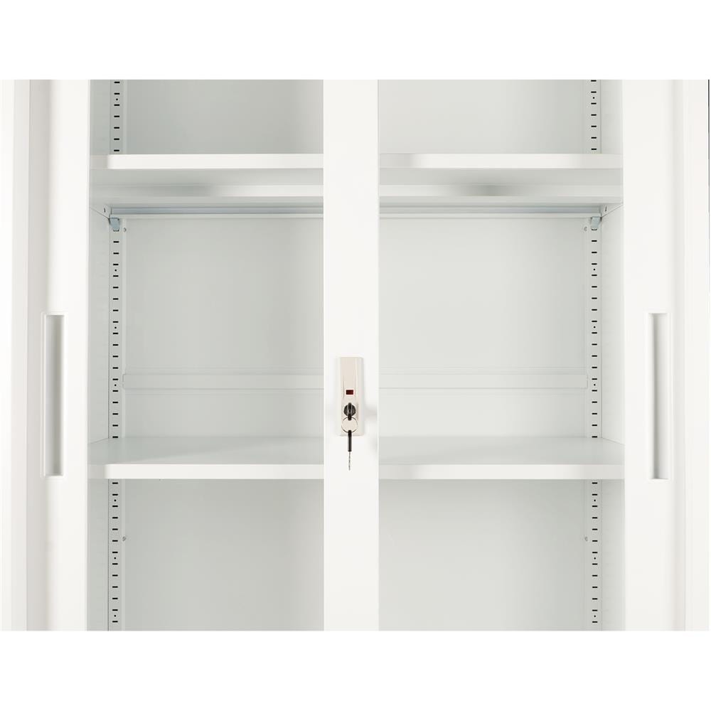 ตู้เหล็กสูง บานเลื่อนกระจก FURDINI KULLEN FYD-W016 90 ซม. สีขาว