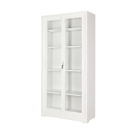 ตู้เหล็กสูง บานเลื่อนกระจก FURDINI KULLEN FYD-W016 90 ซม. สีขาว_0