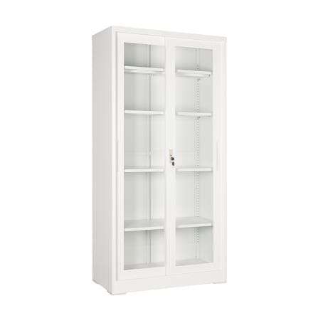 ตู้เหล็กสูง บานเลื่อนกระจก FURDINI KULLEN FYD-W016 90 ซม. สีขาว_2