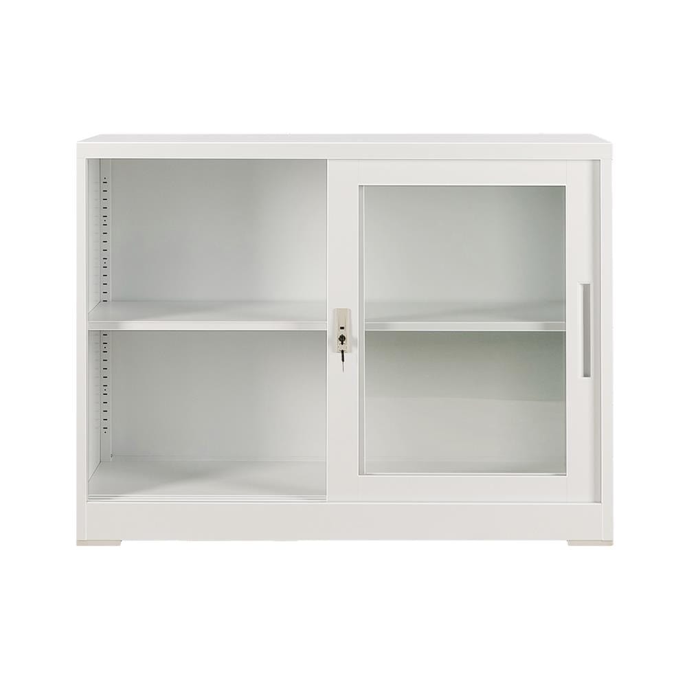 ตู้เหล็ก บานเลื่อนกระจก FURDINI KULLEN FYD-W002 120 ซม. สีขาว