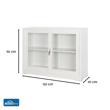 ตู้เหล็ก บานเลื่อนกระจก FURDINI KULLEN FYD-W002 120 ซม. สีขาว_8