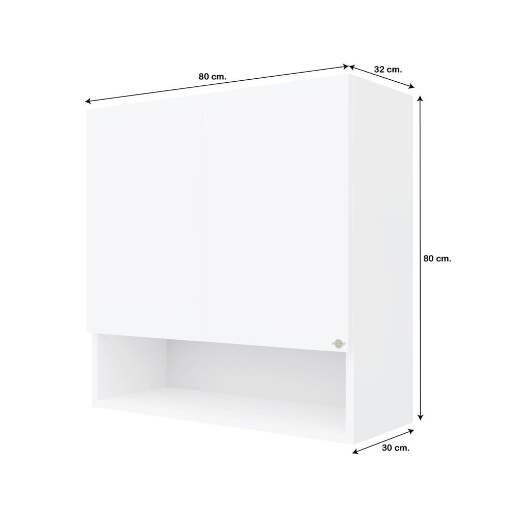 ตู้แขวนคู่พร้อมช่องโล่ง D2 JUPITER GRAND WHITE 80x80 ซม.