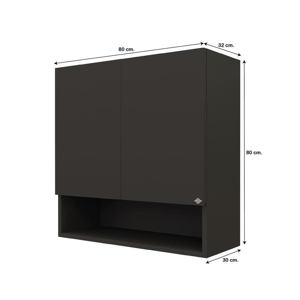 ตู้แขวนคู่พร้อมช่องโล่ง D2 JUPITER GRAND BROWN 80x80 ซม.