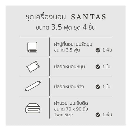 ชุดผ้าปูที่นอน 3.5 ฟุต (ชุด 4 ชิ้น) SANTAS COTTON USA BLOSSOM GRID LK_6