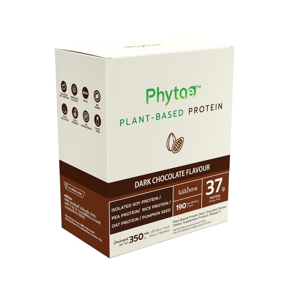 ผลิตภัณฑ์เสริมอาหาร PHYTAE PLANT BASED PROTEIN ANTI-AGING รส DARK CHOCOLATE 1 กล่อง (7 ซอง)