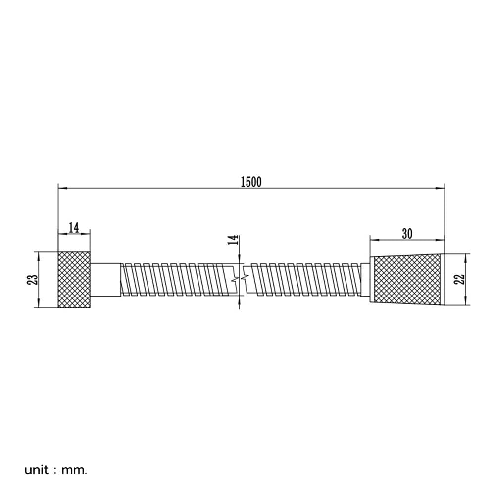 สายฝักบัวสเตนเลส RASLAND RA M1332-SS-150 150 ซม.