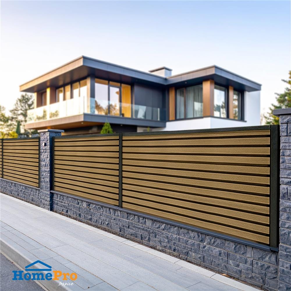 รั้วบังตาทึบ SUNSHIELD F830 SET A 0.8x3.0 ม. สีวอลนัท