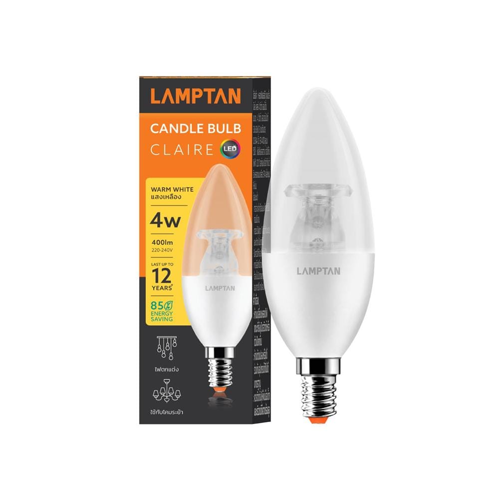 หลอด LED LAMPTON CANDLE CLAIRE 4 วัตต์ WARM WHITE E14
