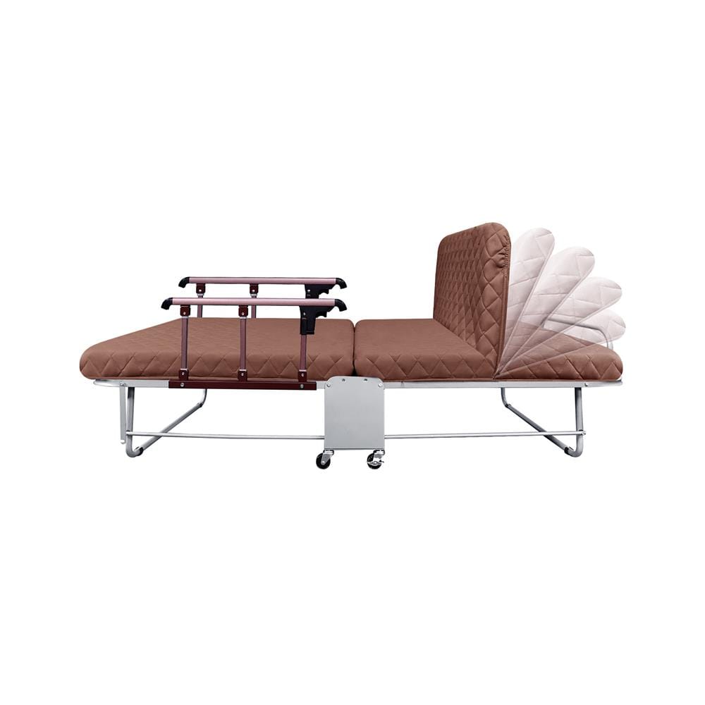 เตียงพับพร้อม TOPPER ราวกั้นพับได้ THAIBULL OLT237-75H สี BROWN