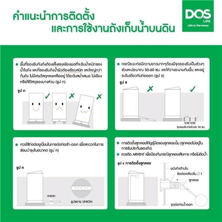 ถังเก็บน้ำ DOS WATER PAC DX5 1000 ลิตร+ปั๊ม MITSUBISHI EP305R2 300 วัตต์+เครื่องกรองน้ำใช้ DUPONT สีเทา_12