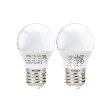 หลอด LED RACER G45 OVALO 3 วัตต์ WARM WHITE E27 (แพ็ก 4 ชิ้น)_2