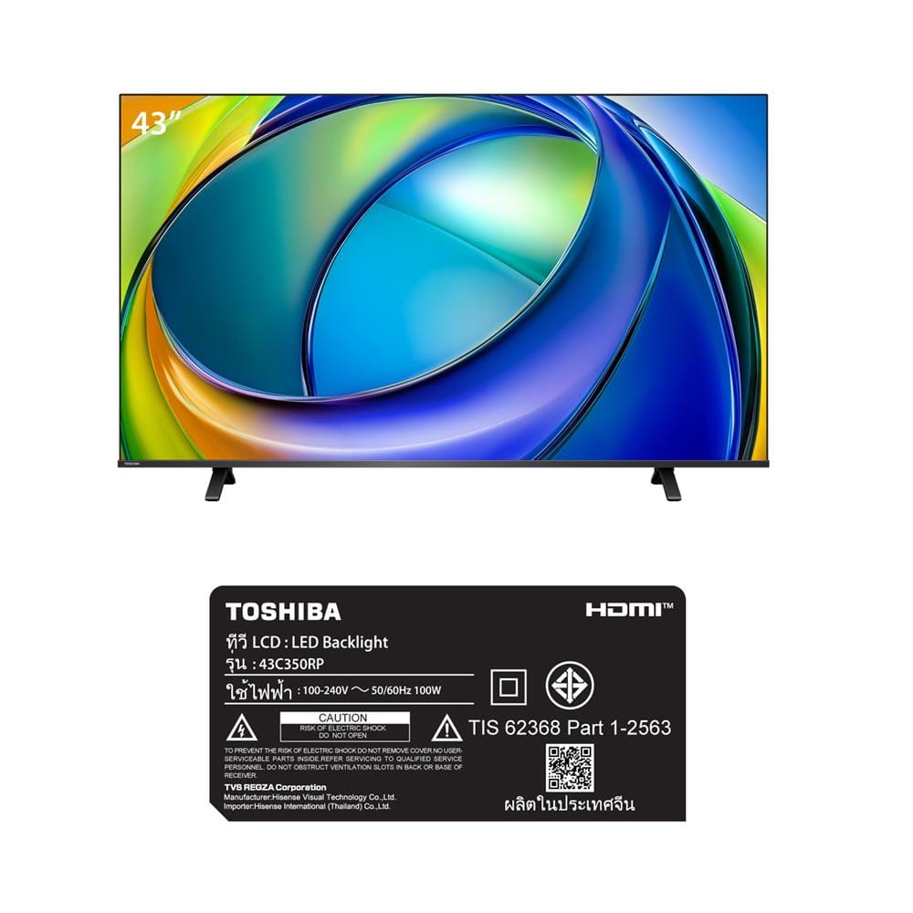 ทีวีแอลอีดี 43 นิ้ว TOSHIBA (4K, LED, VIDAA) 43C350RP